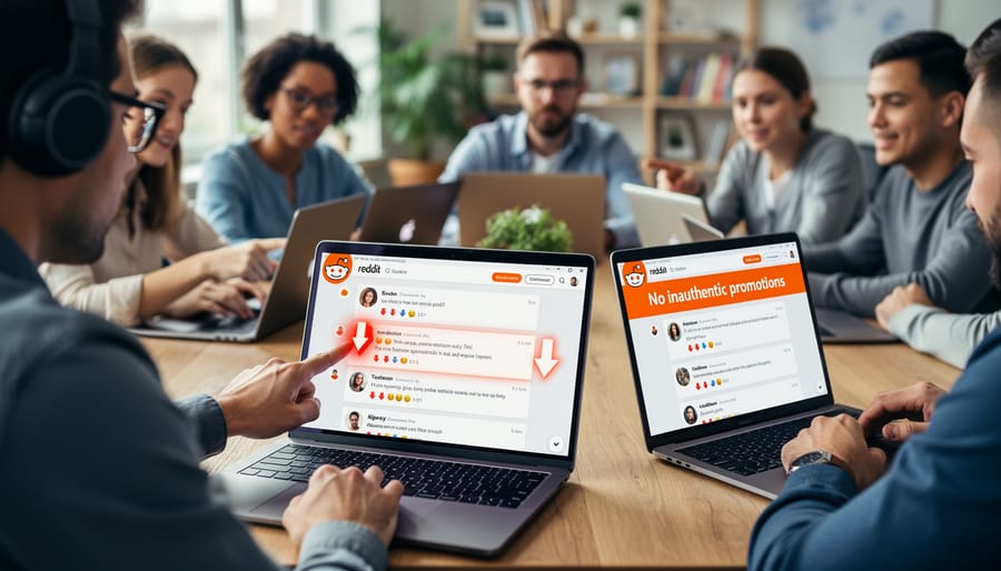 Person typing on computer with Reddit interface visible on screen